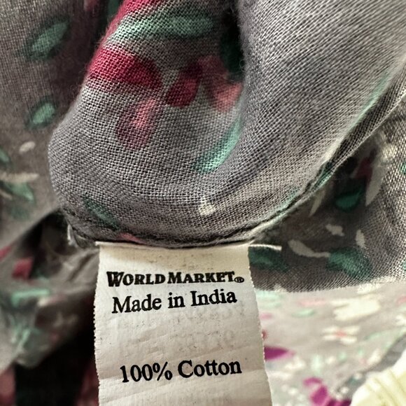 World Market V-NecK Top HoLo Hem Roll Tab Slvs MultiColor Cotton Size Small Med - Picture 4 of 8